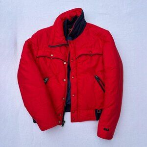 Vintage Fera Red Puffer Ski Jacket Sz S Fall Winter Cold Weather Aspen Autumn